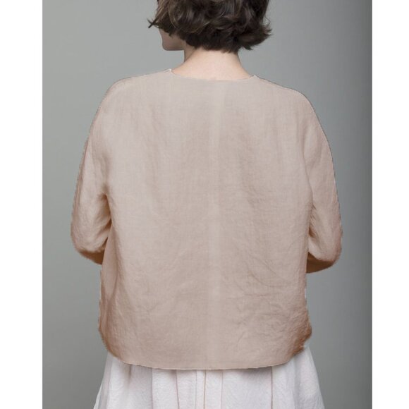 Mishi Wearable Linen Blend Natural Button Jacket boxy Lagenlook Large - Picture 2 of 9